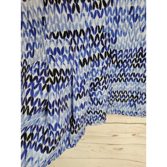 Dana Buchman Patterned Pleated Button Blouse Top Blue Women's Size Large - Picture 10 of 11